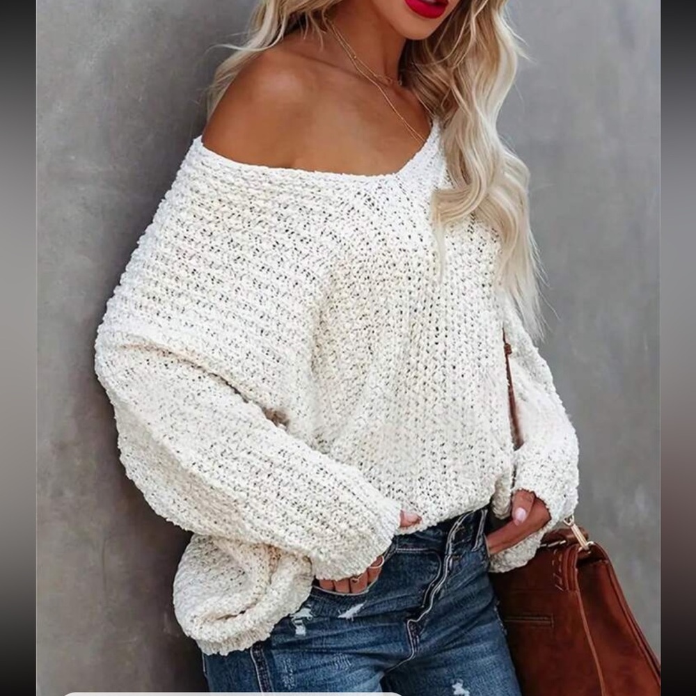 Comfy Plus Size Loose Knit Sweater Top - Picture 4 of 5